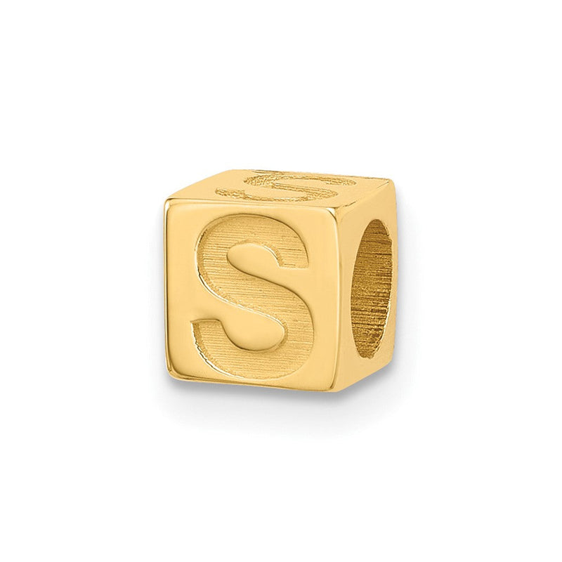 14K Gelbgold Alphabet Perle Buchstabe S