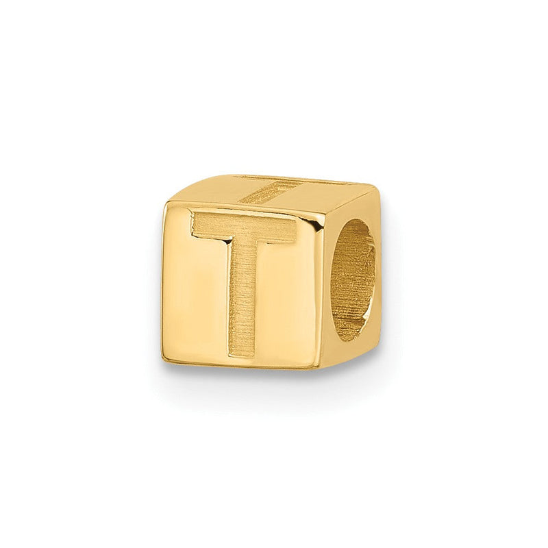 14K Gelbgold Alphabet Perle Buchstabe T