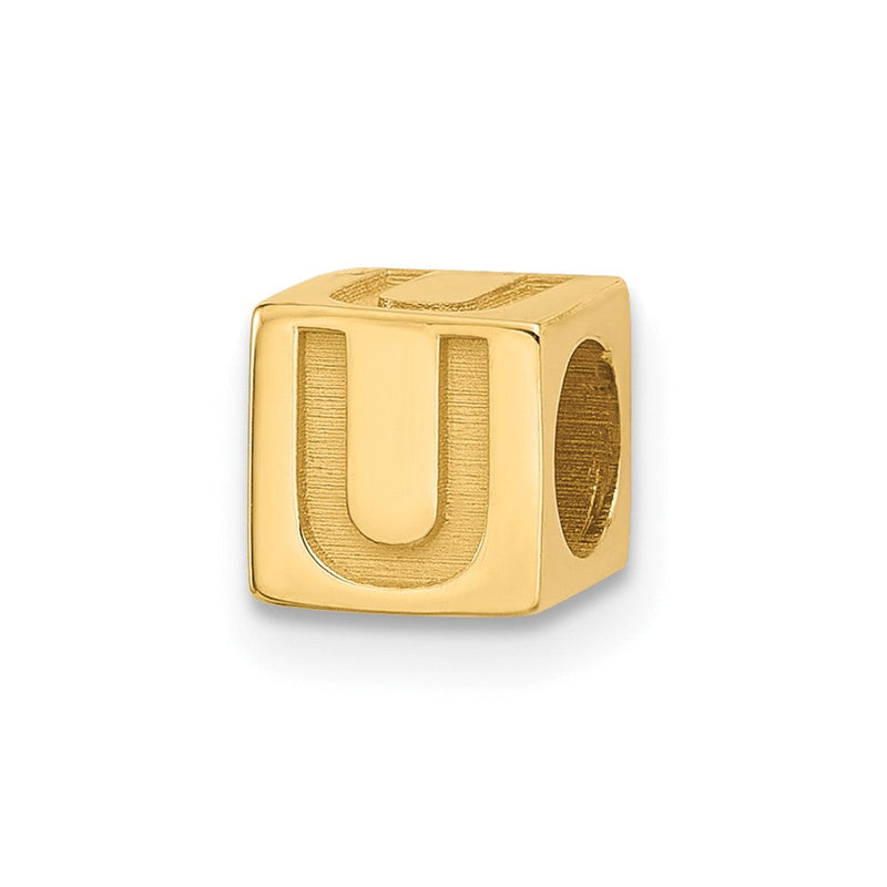 14K Gelbgold Alphabet Perle Buchstabe U