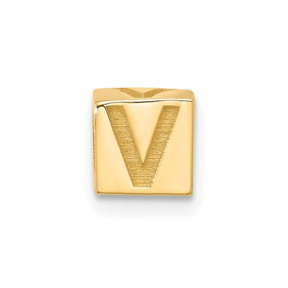 14K Gelbgold Alphabet Perle Buchstabe V