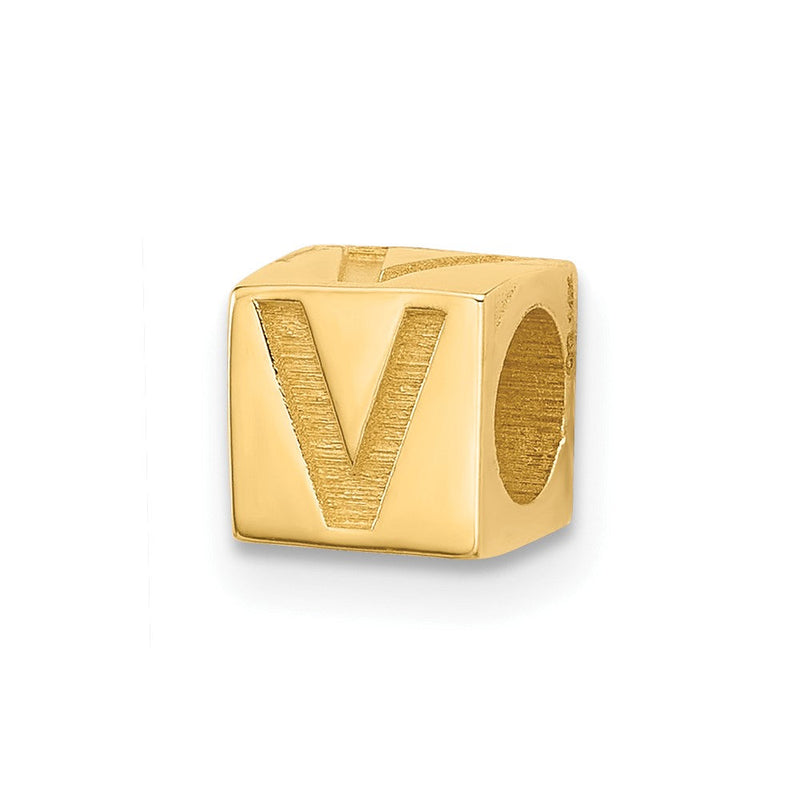 14K Gelbgold Alphabet Perle Buchstabe V