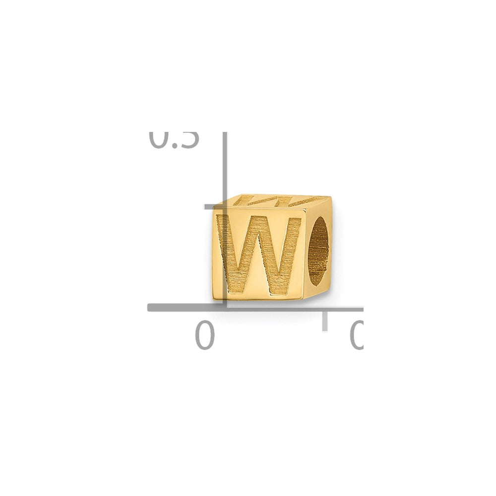 14K Gelbgold Alphabet Perle Buchstabe W