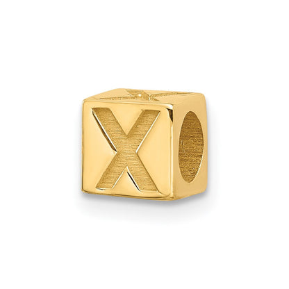 14K Gelbgold Alphabet Perle Buchstabe X