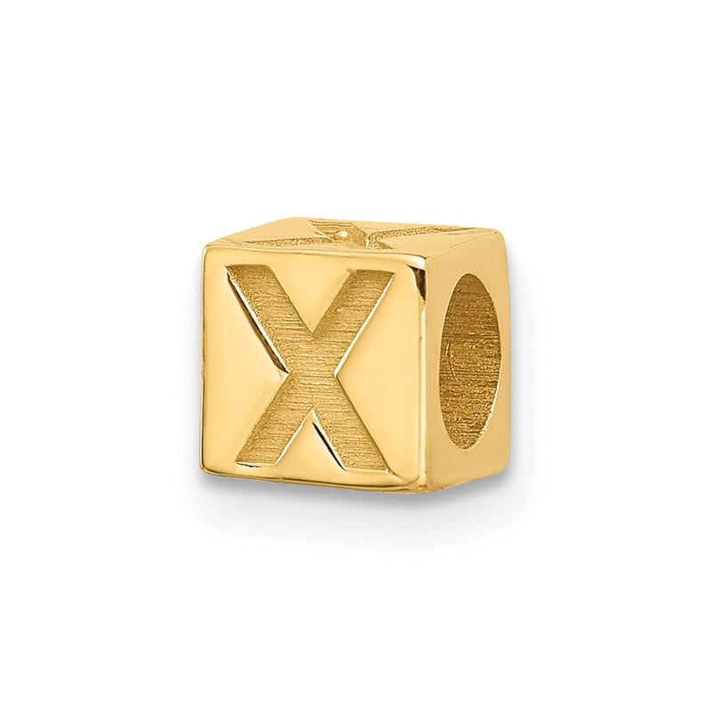 14K Gelbgold Alphabet Perle Buchstabe X