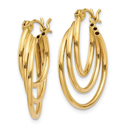 14K Gelbgold Dreifach Creolen