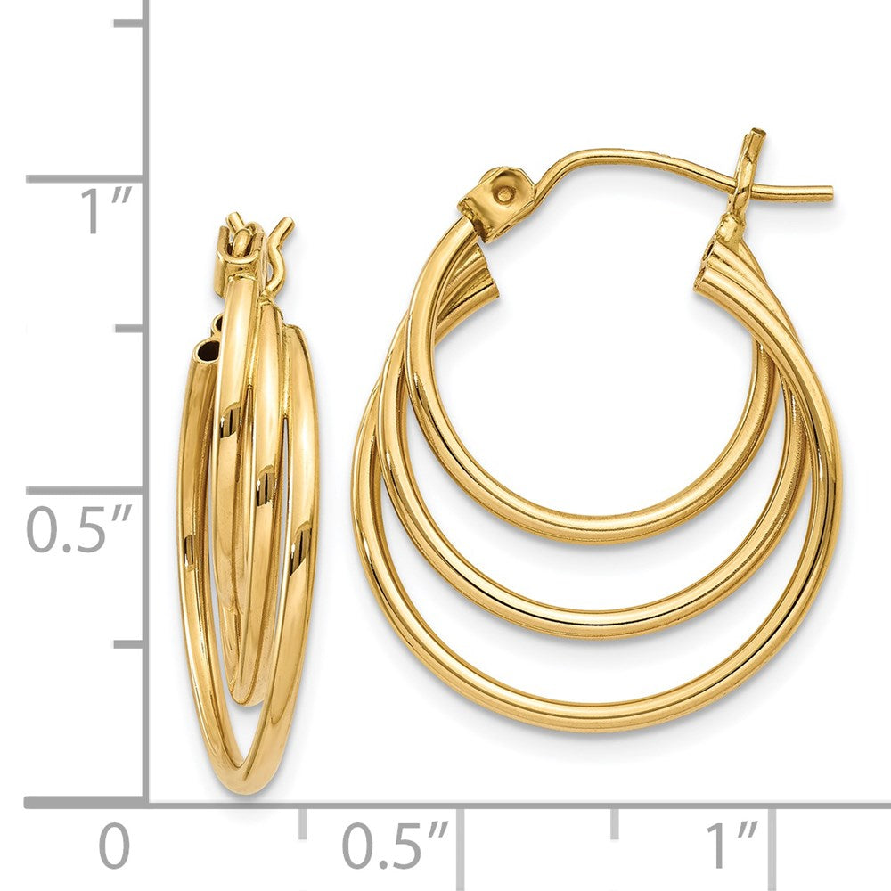 14K Gelbgold Dreifach Creolen