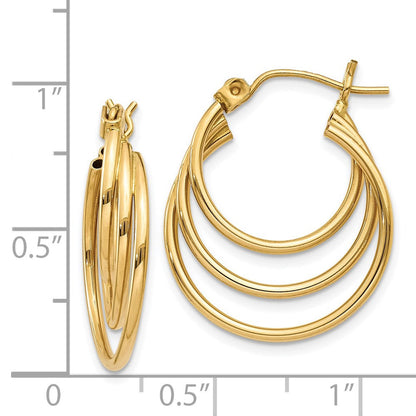 14K Gelbgold Dreifach Creolen