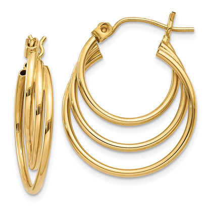 14K Gelbgold Dreifach Creolen