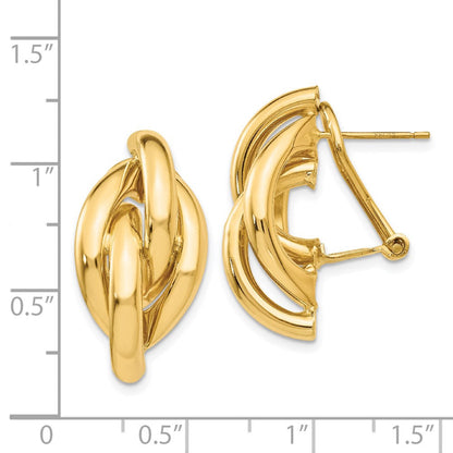 14K Gelbgold Wirbel Omega Rückseite Ohrstecker