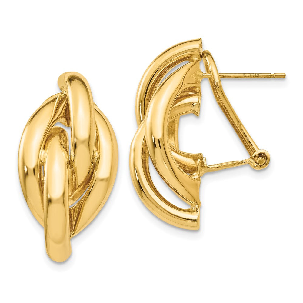 14K Gelbgold Wirbel Omega Rückseite Ohrstecker