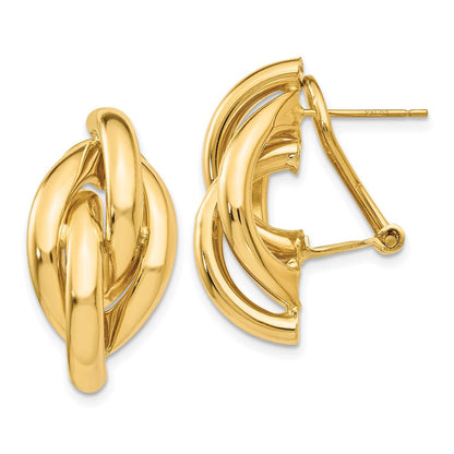 14K Gelbgold Wirbel Omega Rückseite Ohrstecker