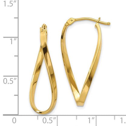 14K Gelbgold Klein Gedreht Ohrringe