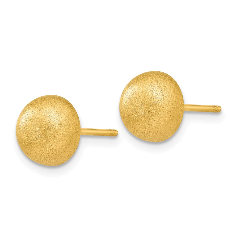 14K Gelbgold Hohl Satiniert 8.00mm Halb Kugel Ohrstecker