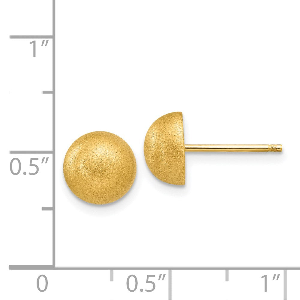 14K Gelbgold Hohl Satiniert 8.00mm Halb Kugel Ohrstecker