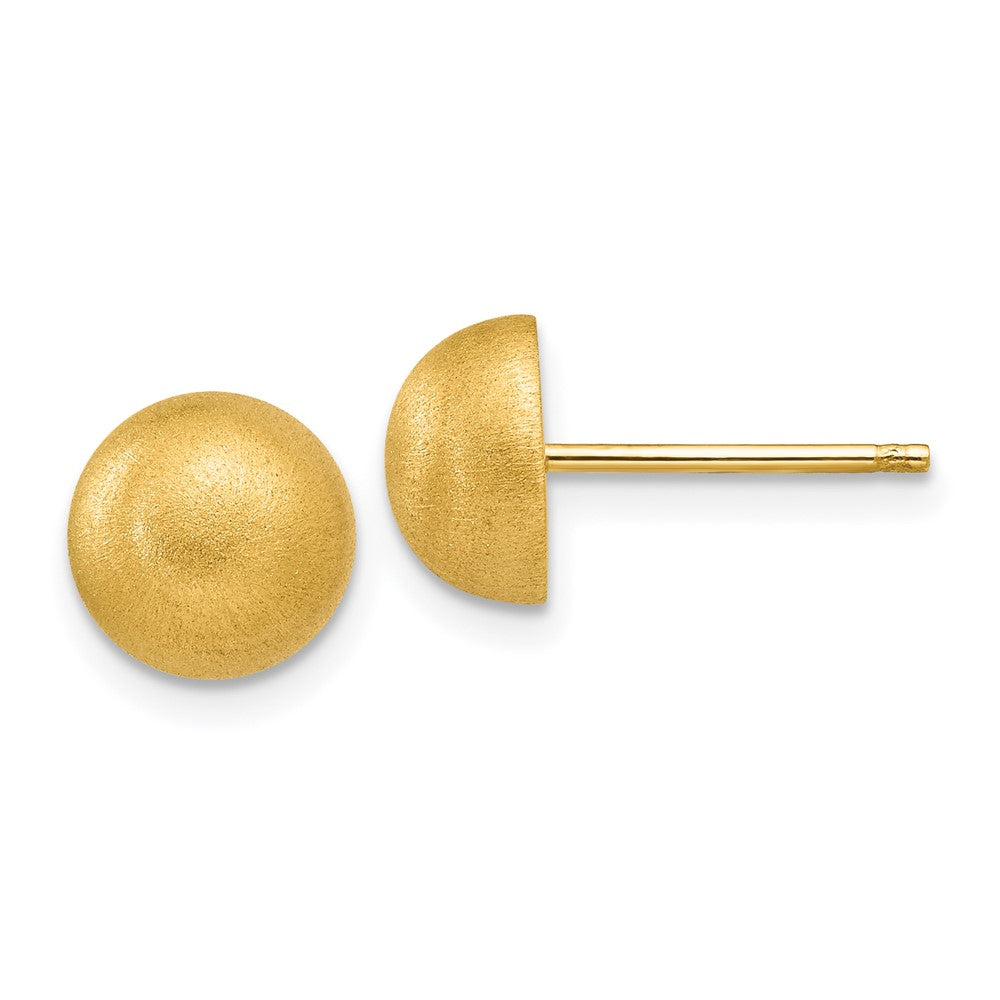 14K Gelbgold Hohl Satiniert 8.00mm Halb Kugel Ohrstecker