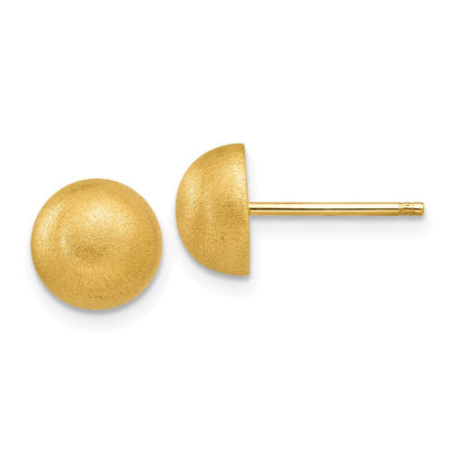 14K Gelbgold Hohl Satiniert 8.00mm Halb Kugel Ohrstecker