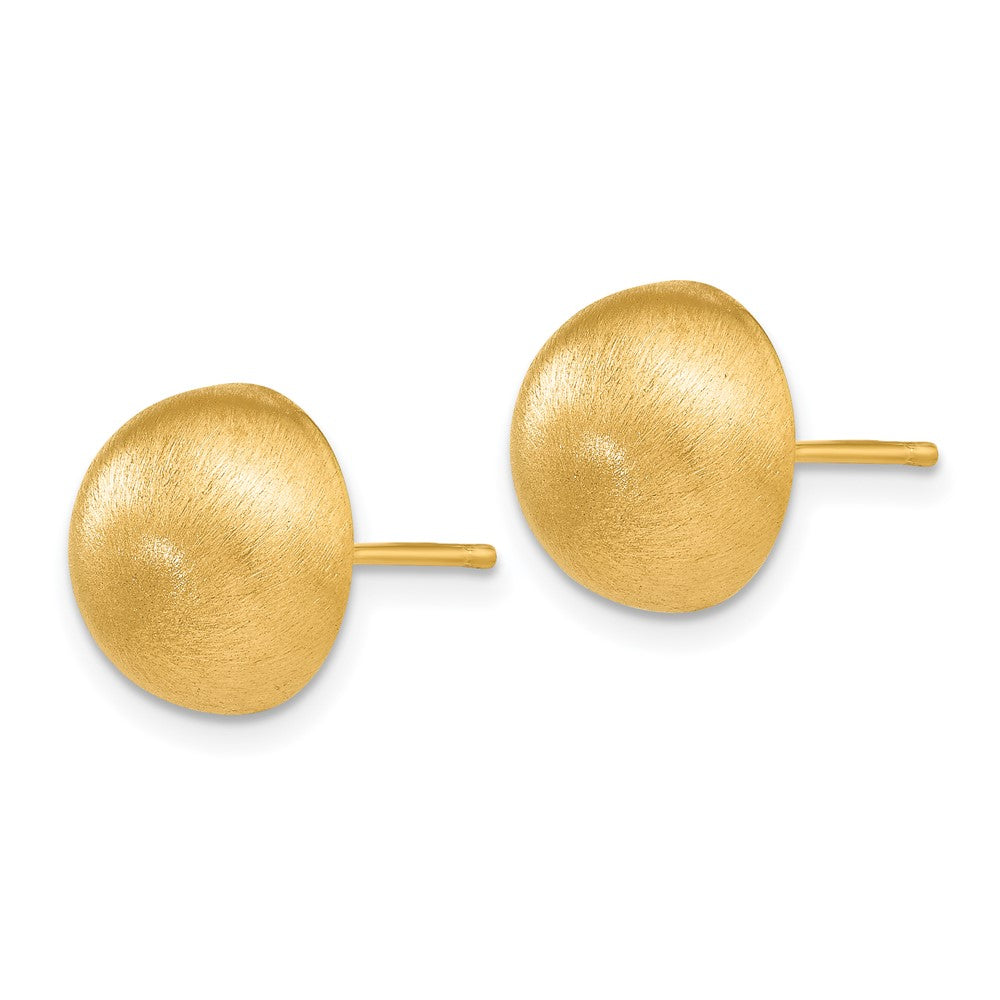 14K Gelbgold Hohl Satiniert 10.50mm Halb Kugel Ohrstecker