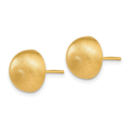 14K Gelbgold Hohl Satiniert 10.50mm Halb Kugel Ohrstecker