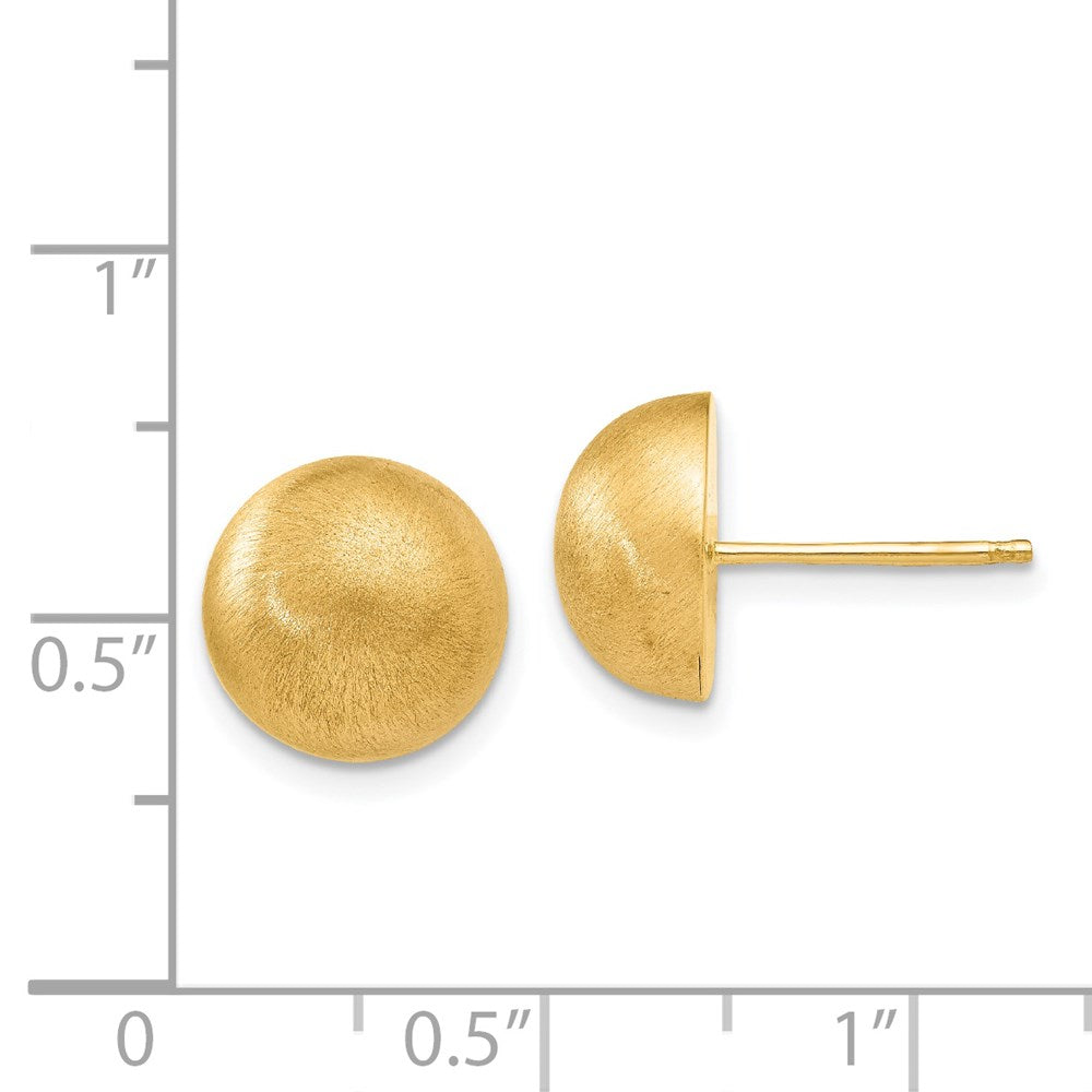 14K Gelbgold Hohl Satiniert 10.50mm Halb Kugel Ohrstecker