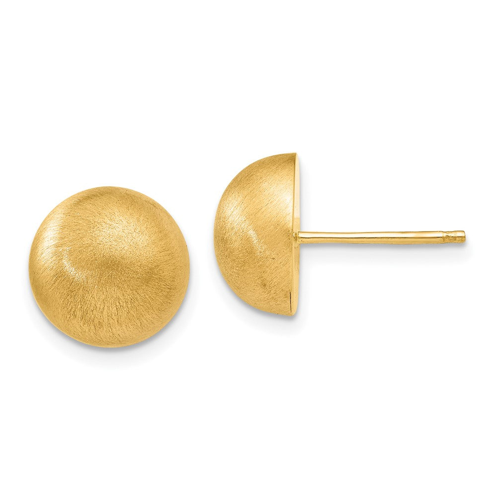 14K Gelbgold Hohl Satiniert 10.50mm Halb Kugel Ohrstecker