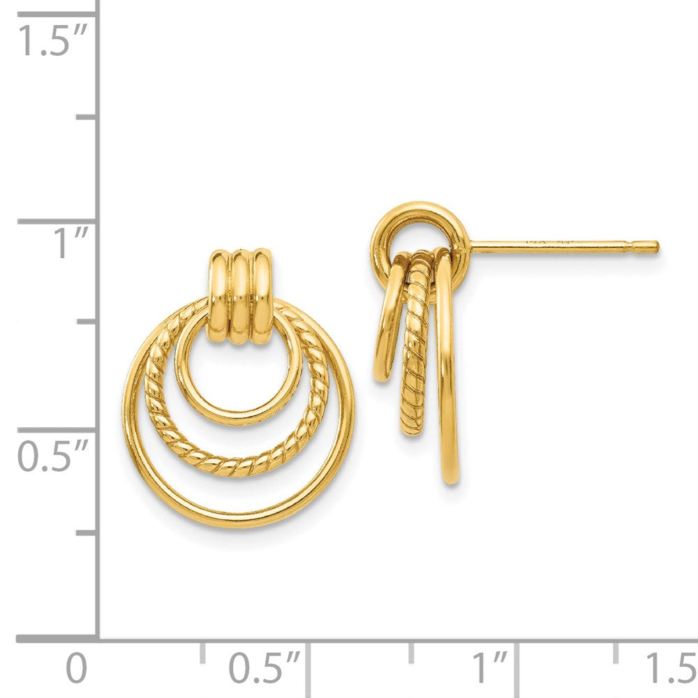 14K Gelbgold Poliert und Strukturiert Fantasie Ohrstecker