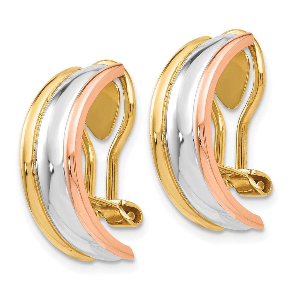 14K Tricolor Non Durchbrochen Ohrringe