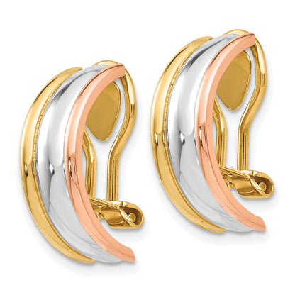 14K Tricolor Non Durchbrochen Ohrringe