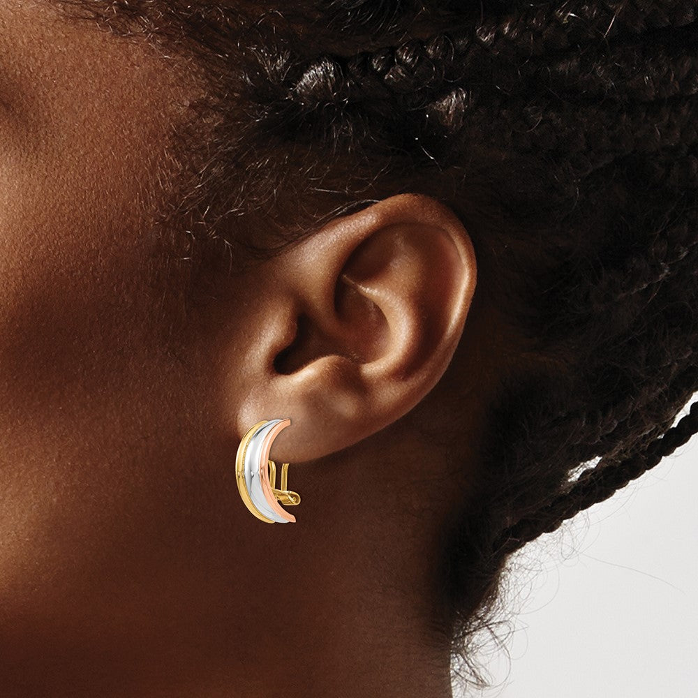 14K Tricolor Non Durchbrochen Ohrringe