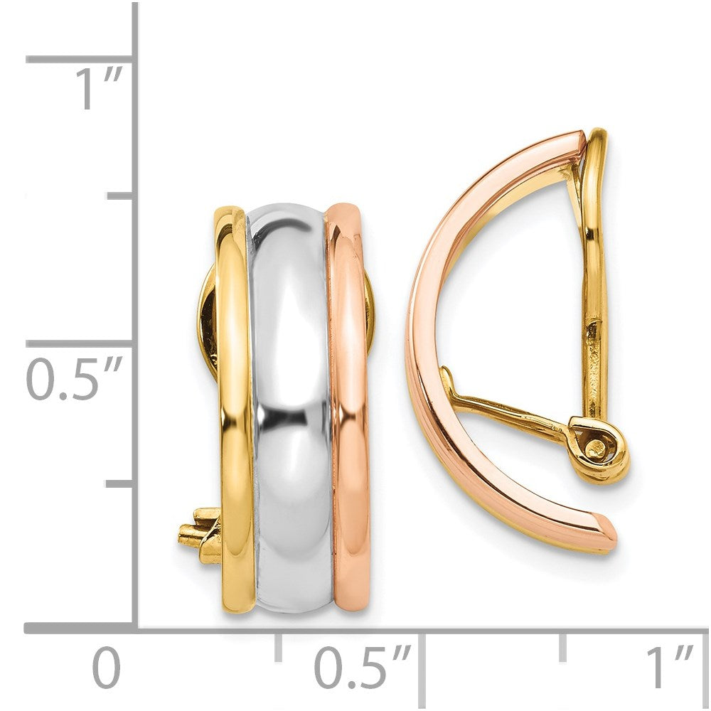 14K Tricolor Non Durchbrochen Ohrringe
