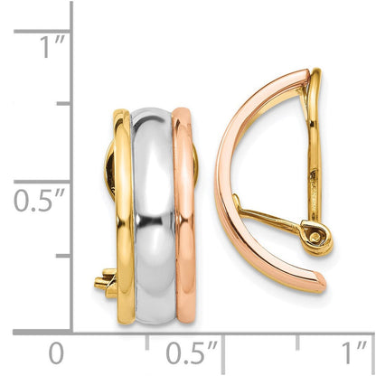 14K Tricolor Non Durchbrochen Ohrringe