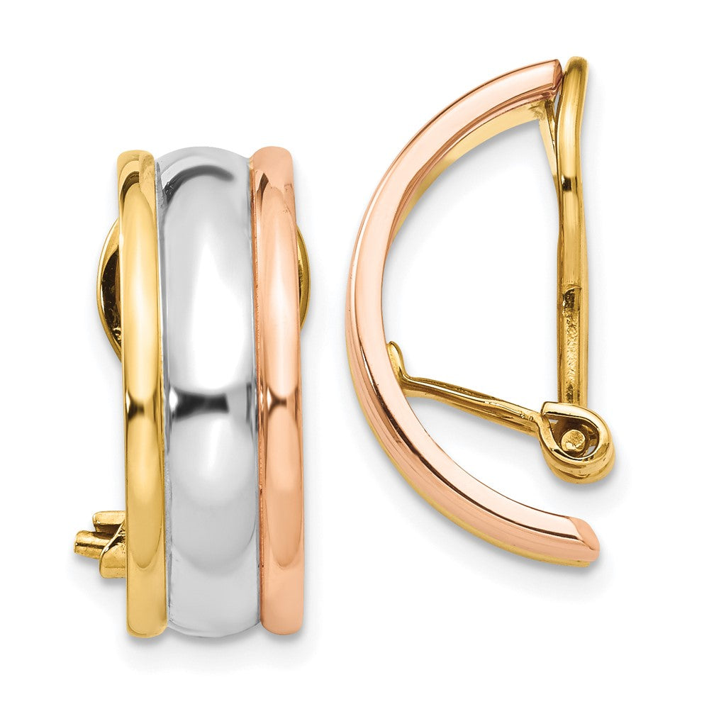 14K Tricolor Non Durchbrochen Ohrringe