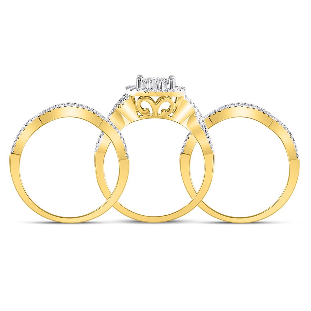 Zertifiziert 1.0 Ct. Rund Diamant Bridal Verlobungsring Set 14K Gelbgold