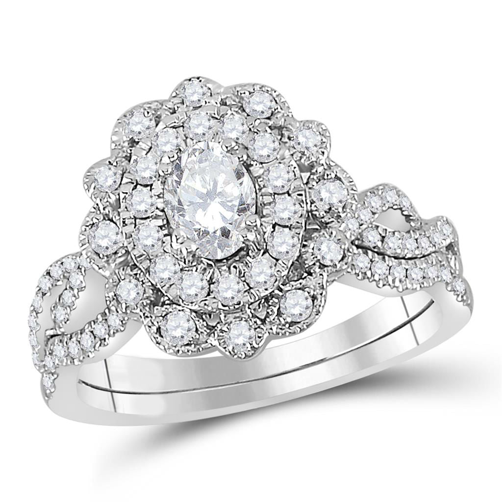 1 Ct. Rund Diamant Unendlichkeit Gedreht Bridal Verlobungsring Set 14K Weißgold