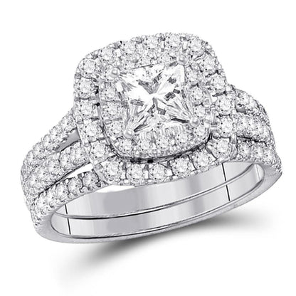 2.0 Ct. Princess Schliff Diamant Bridal Verlobungsring Set in 14K Weißgold