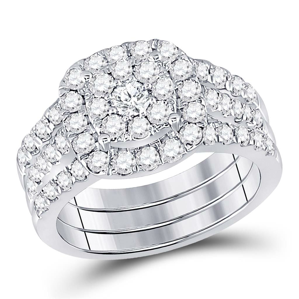 Zertifiziert 1.50 Ct. Rund Diamant Bridal Verlobungsring Set 14K Weißgold