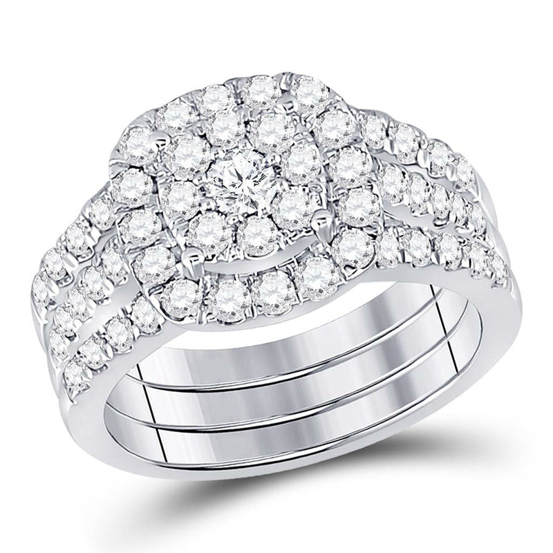 Zertifiziert 1.50 Ct. Rund Diamant Bridal Verlobungsring Set 14K Weißgold