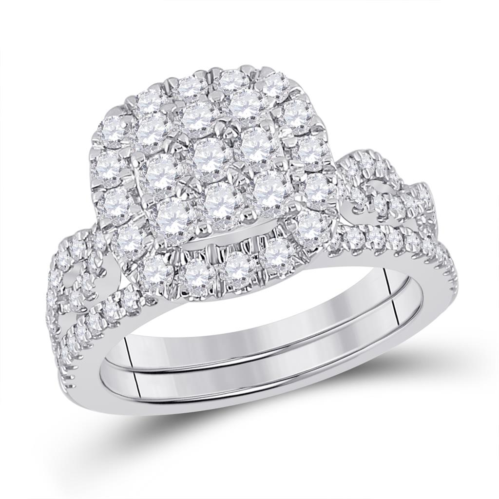 1 1/2 Ct. Rund Diamant Bridal Verlobungsring Set 14K Weißgold