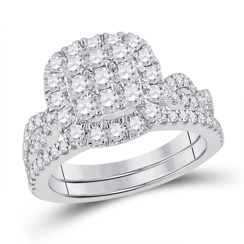 1 1/2 Ct. Rund Diamant Bridal Verlobungsring Set 14K Weißgold