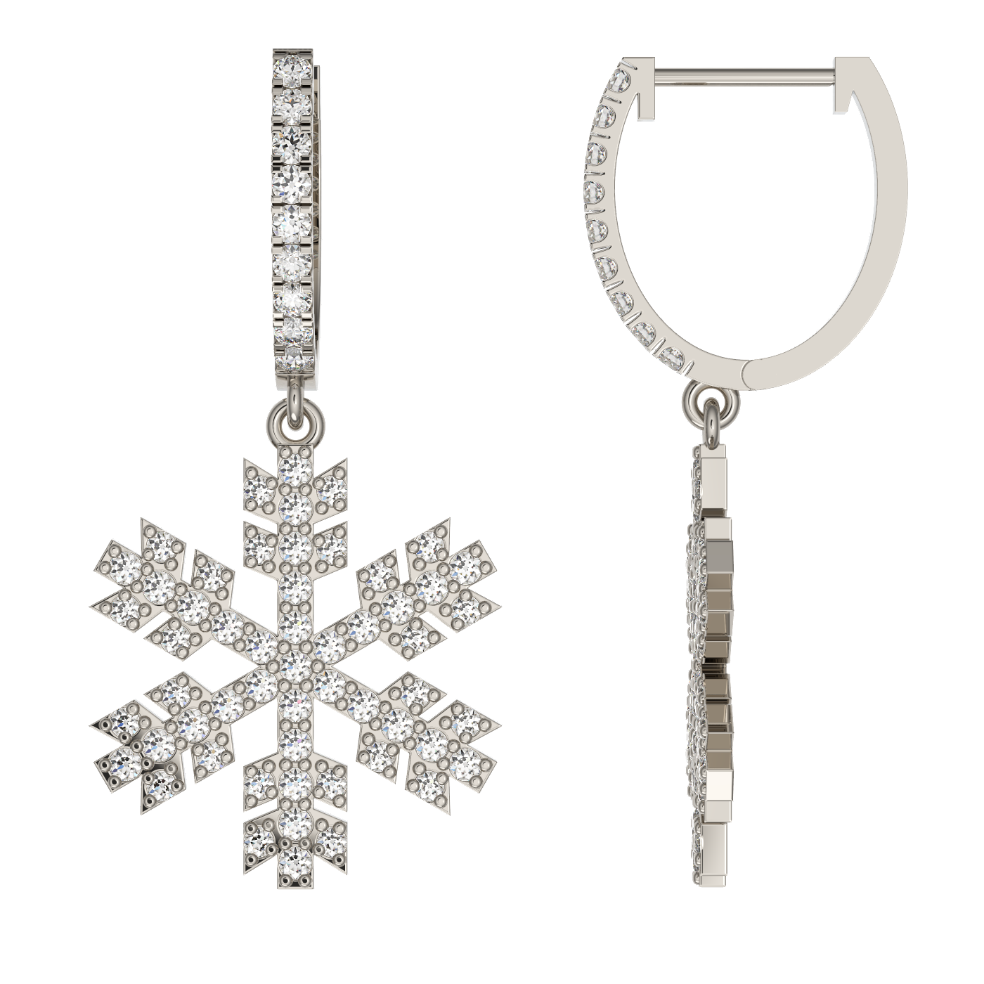 Natürlich 1.0 Ct. Diamant Schneeflocke Ohrringe in 14K Weißgold Weihnachten Geschenk Schmuck