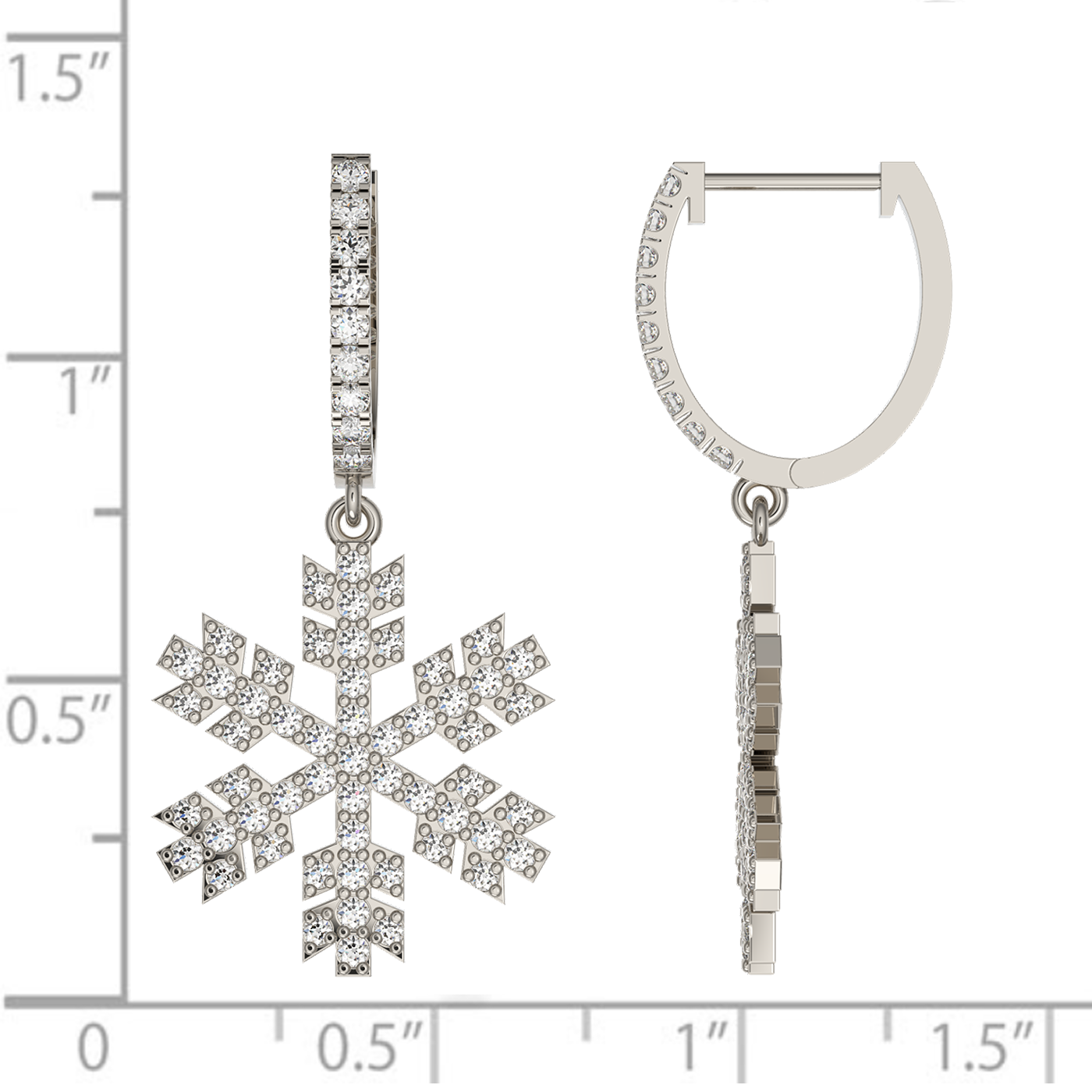 Natürlich 1.0 Ct. Diamant Schneeflocke Ohrringe in 14K Weißgold Weihnachten Geschenk Schmuck