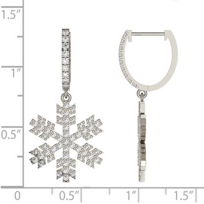 Natürlich 1.0 Ct. Diamant Schneeflocke Ohrringe in 14K Weißgold Weihnachten Geschenk Schmuck