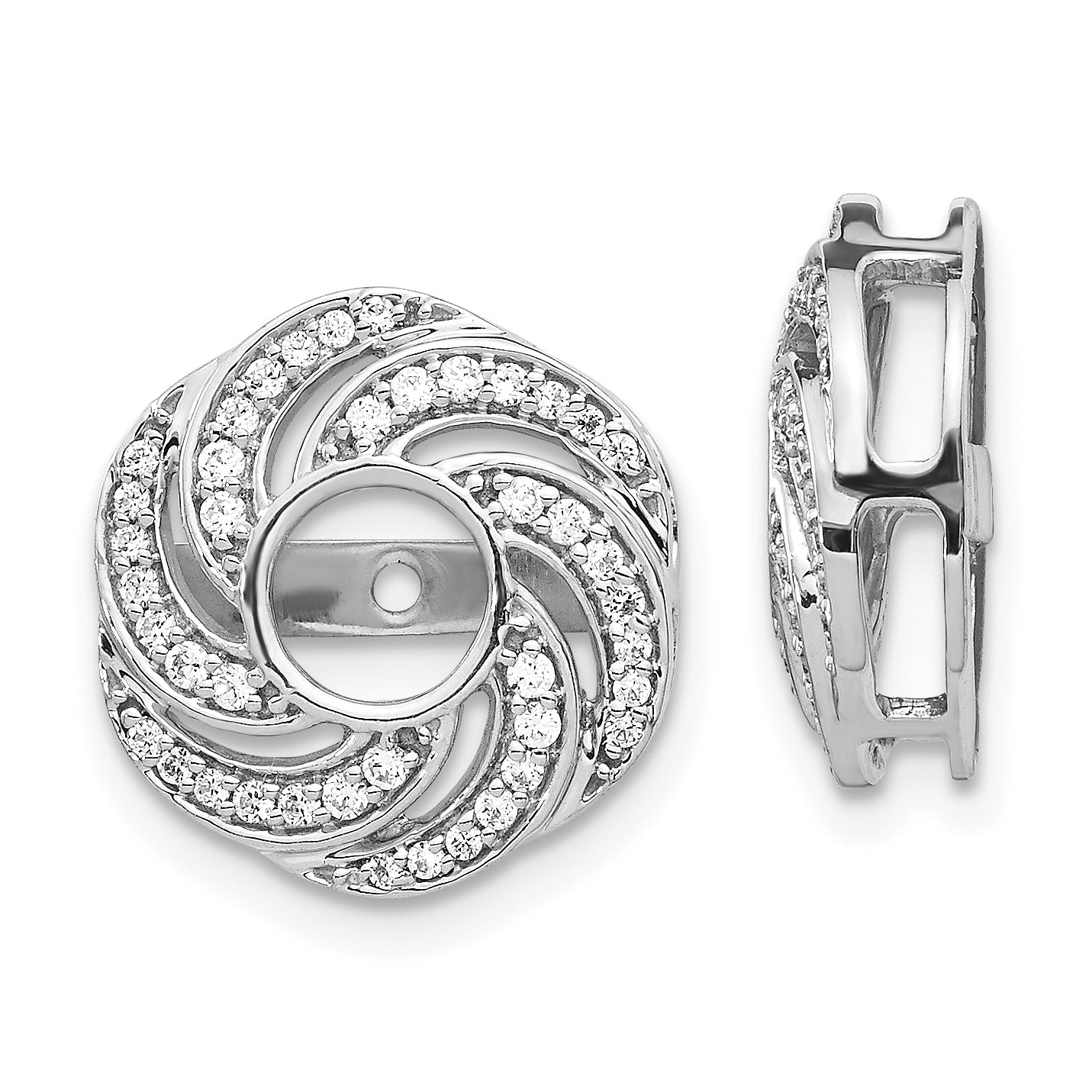 0,33 ct. Diamant-Ohrring-Jackets mit Wirbeldesign aus 14K Weißgold, echter Diamant, feiner Schmuck
