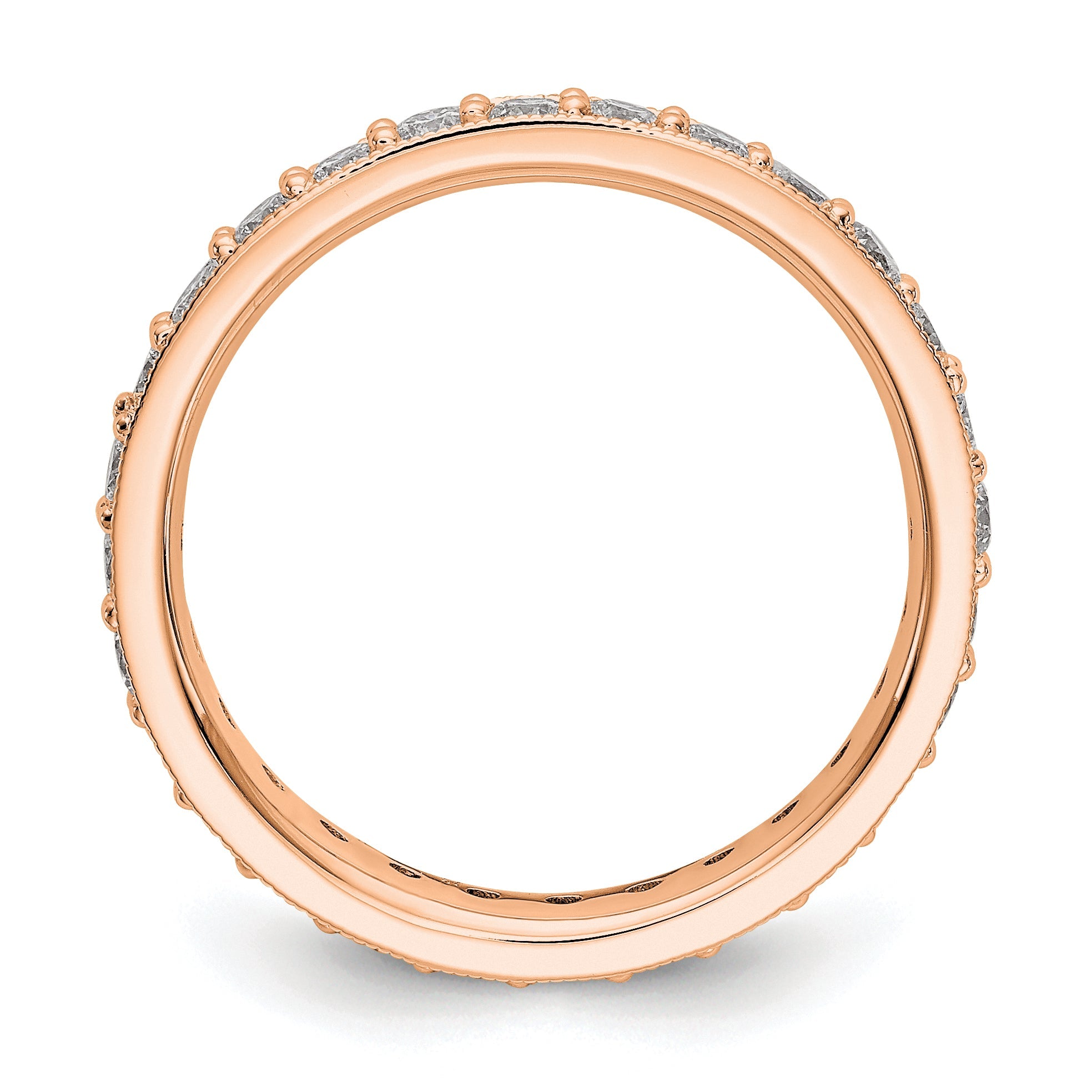 14K Roségold polierter Vintage-Memoire-Ring mit 1 ct. Diamant