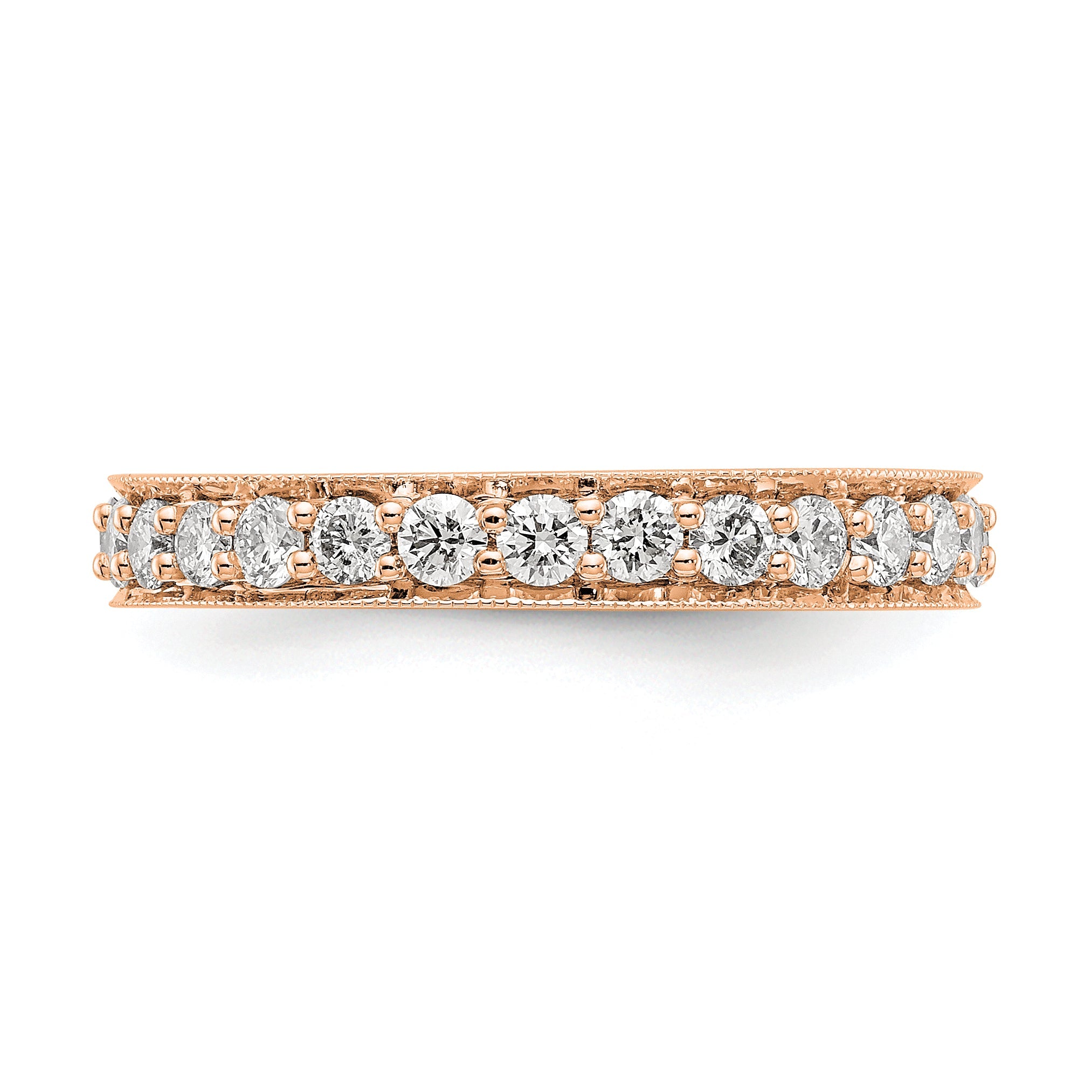 14K Roségold polierter Vintage-Memoire-Ring mit 1 ct. Diamant