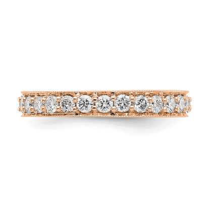 14K Roségold polierter Vintage-Memoire-Ring mit 1 ct. Diamant