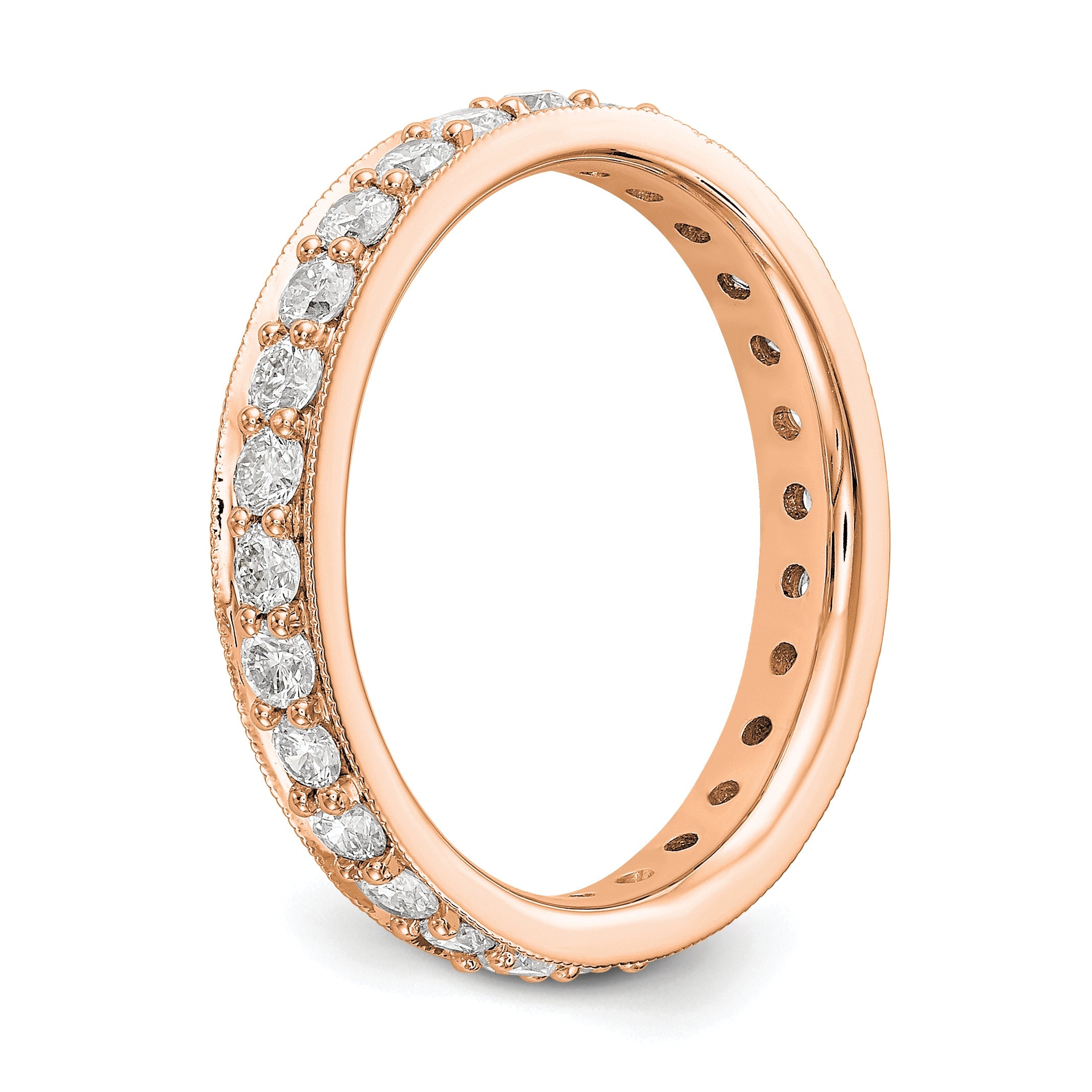 14K Roségold polierter Vintage-Memoire-Ring mit 1 ct. Diamant
