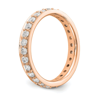 14K Roségold polierter Vintage-Memoire-Ring mit 1 ct. Diamant