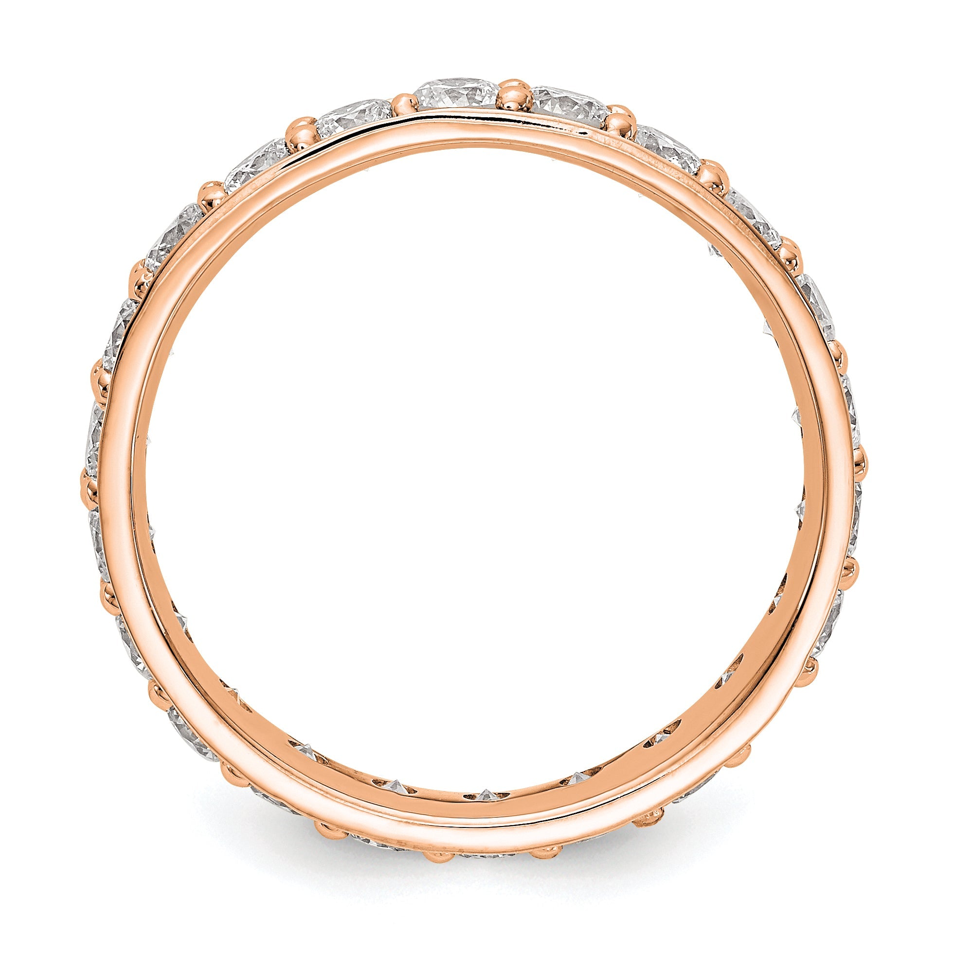 14K Roségold Memoire-Ring poliert im Vintage-Stil mit 2 ct. Gesamtgewicht Diamanten