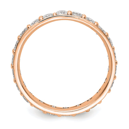 14K Roségold Memoire-Ring poliert im Vintage-Stil mit 2 ct. Gesamtgewicht Diamanten
