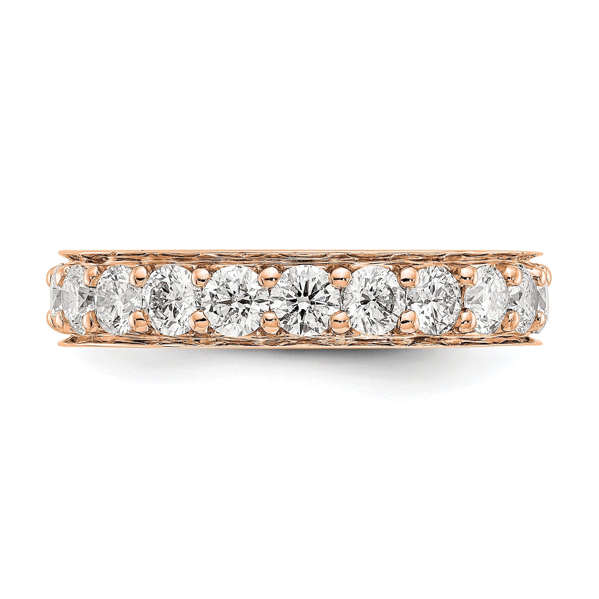 14K Roségold Memoire-Ring poliert im Vintage-Stil mit 2 ct. Gesamtgewicht Diamanten